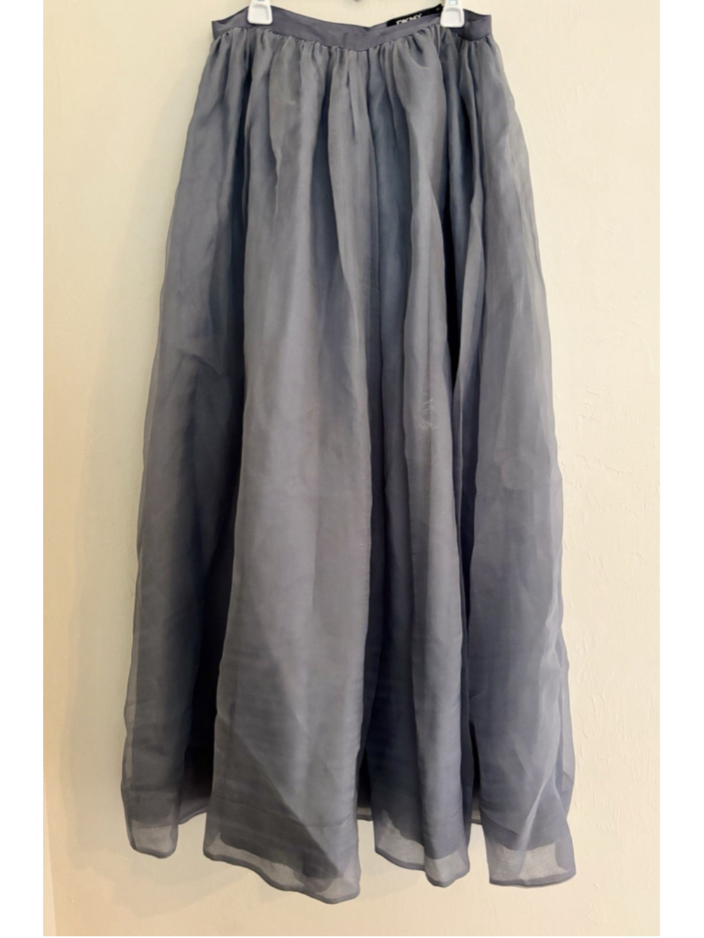VTG DKNY Minimalist Silk Maxi Skirt Sz 6 Dusty Blue Romantic Ethereal Broomstick
